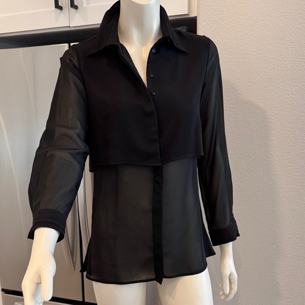 Anne Fontaine Black Sheer Blouse size 36 - US 6